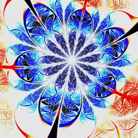 Blue light fractal flower, digital artwork graphic の写真素材