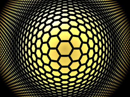 Dark yellow background with many hexagon 