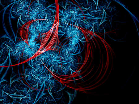 Blue tree background fractal like metallic fabricの写真素材