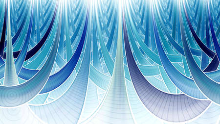 Symmetrical fractal, blue light, circle digital line