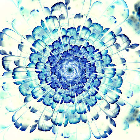 green fractal flower with violet details on petalsの写真素材