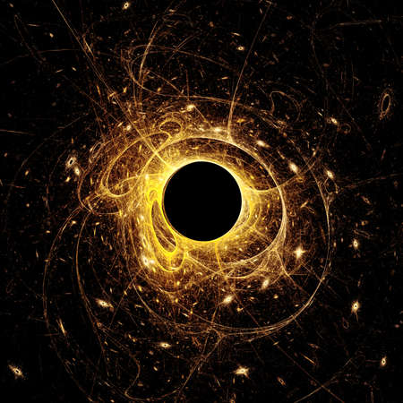 The eye of God  Solar Eclipse on black backgroundの写真素材