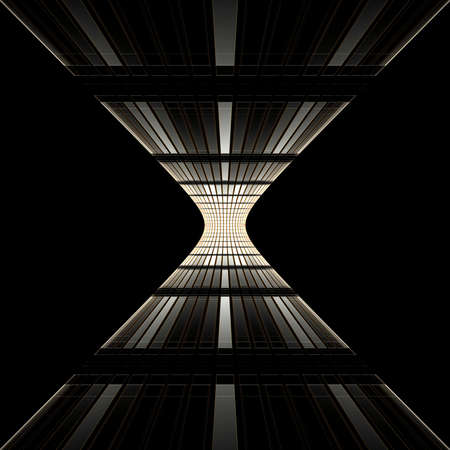 Abstract fractal gold square pixel mosaic illustration