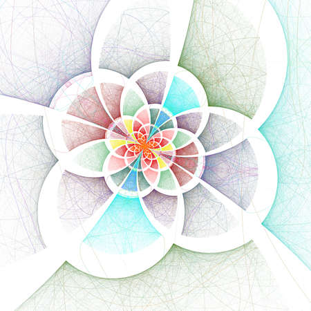 Dark colorful fractal flower, digital artwork graphicの写真素材