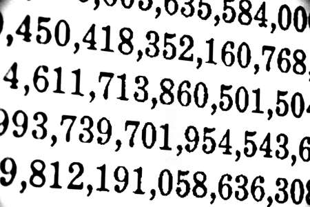 White background with many numbers in perspective