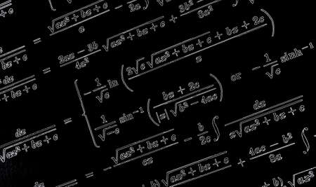 Large number of mathematical formulas neon on a black  background
