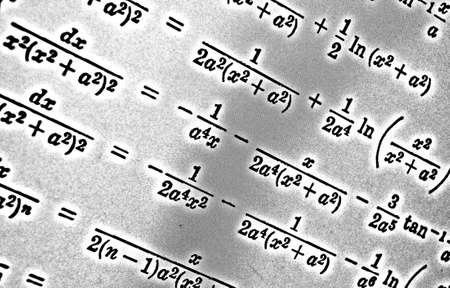 Large number of mathematical formulas on a white background HDRの写真素材