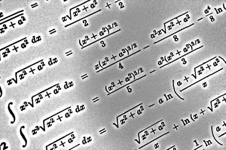 Large number of mathematical formulas on a white background HDRの写真素材