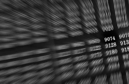 Black background with many numbers focus zoom in perspective