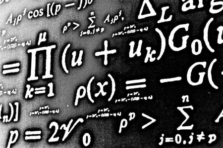 Large number of mathematical formulas on a black background HDRの写真素材