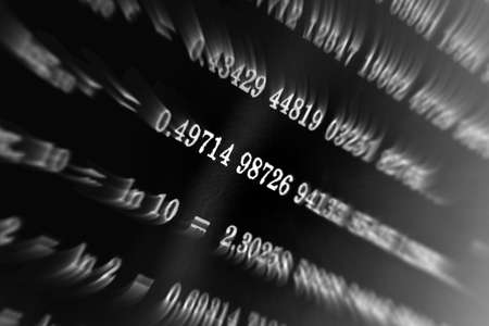 Large number of mathematical formulas focus zoom on a black background