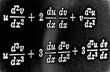 Large number of mathematical formulas on a black background HDR