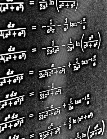Large number of mathematical formulas on a black background HDRの写真素材