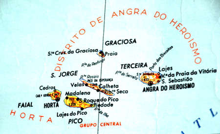 Graciosa - Azores Portugal map close-up focus portugueseの写真素材