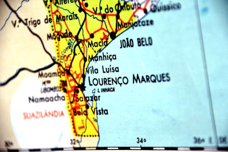Lourenço Marques Mozambique map close-up focus portuguese