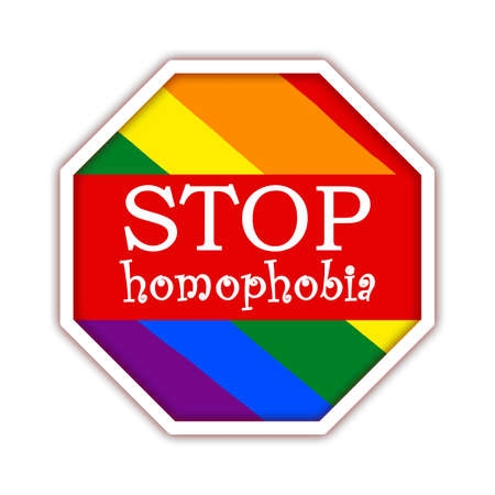 Rainbow gay pride flag octagon, Symbol of sexual minorities, gays and lesbians, STOP HOMOPHOBIAの写真素材