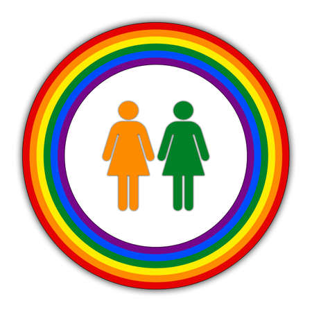 Rainbow gay couple pride flag circle, Symbol of sexual minorities, gays and lesbians, two womanの写真素材