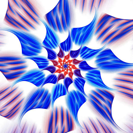 Beautiful Symmetrical fractal Blue mandala, flower or butterfly, digital artwork for creative graphic design. Computer generated graphics.の写真素材