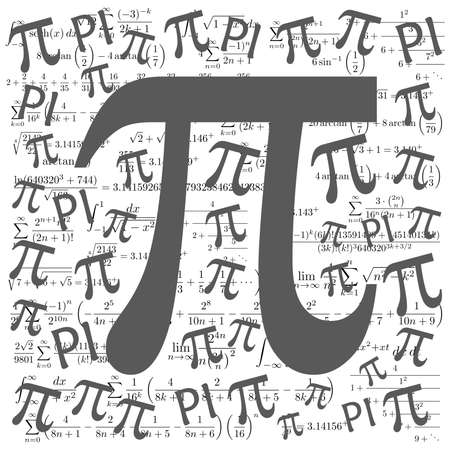 The Pi symbol mathematical constant irrational number, greek letter, and many formulas backgroundの写真素材