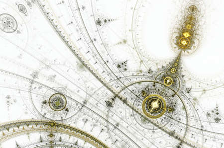 Abstract digital fractal circles compass art on the white background