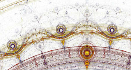 Abstract digital fractal circles compass art on the white background