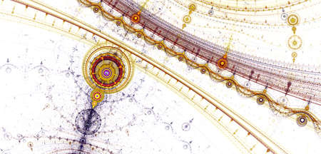Abstract digital fractal circles compass art on the white background