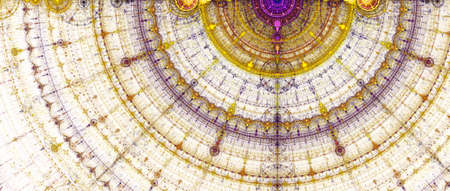 Abstract digital fractal circles compass art on the white background