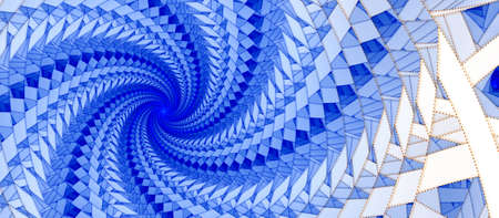 Symmetrical colorful fractal blue flower spiral, digital abstractの写真素材