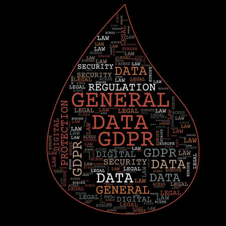 General Data Protection Regulation, GDPR, word cloud concept security on black background. Data protection and privacy in European Unionの写真素材