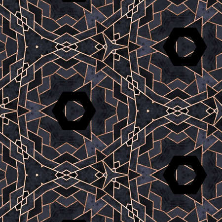 Abstract colorful hexagon square geometric seamless pattern symmetric kaleidoscope fashion, design