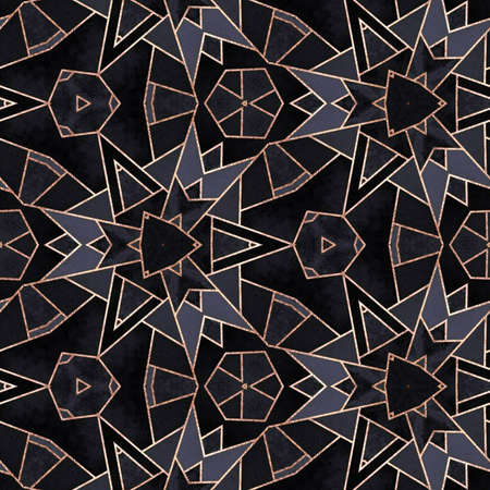 Abstract colorful hexagon square geometric seamless pattern symmetric kaleidoscope fashion, designの写真素材