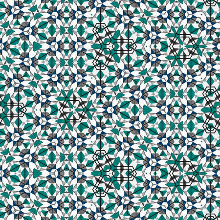Abstract colorful hexagon square geometric seamless pattern symmetric kaleidoscope fashion, design