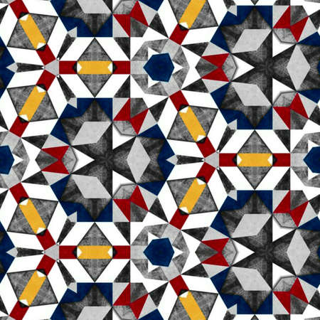Abstract colorful hexagon square geometric seamless pattern symmetric kaleidoscope fashion, design