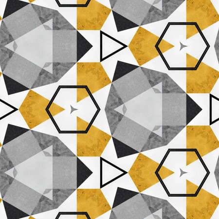 Abstract colorful hexagon square geometric seamless pattern symmetric kaleidoscope fashion, design