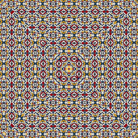 Abstract colorful hexagon square geometric seamless pattern symmetric kaleidoscope fashion, design