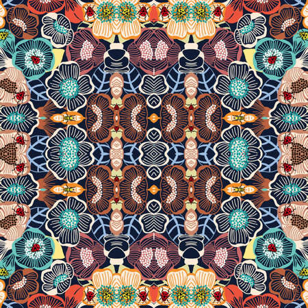 Abstract colorful hexagon square geometric seamless pattern symmetric kaleidoscope fashion, design