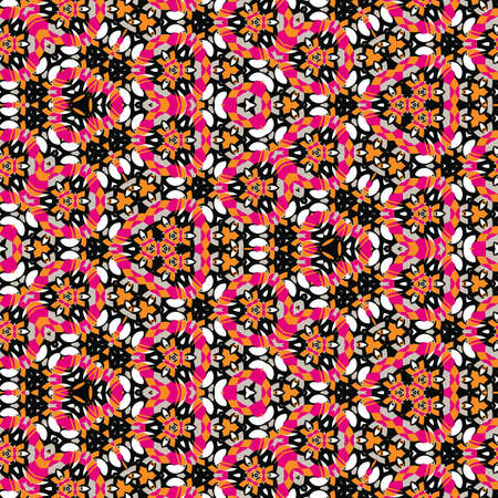 Abstract colorful hexagon square geometric seamless pattern symmetric kaleidoscope fashion, designの写真素材