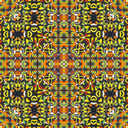 Abstract colorful hexagon square geometric seamless pattern symmetric kaleidoscope fashion, design