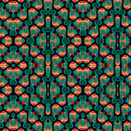 Abstract colorful hexagon square geometric seamless pattern symmetric kaleidoscope fashion, design