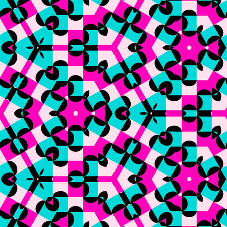 Abstract colorful hexagon square geometric seamless pattern symmetric kaleidoscope fashion, design