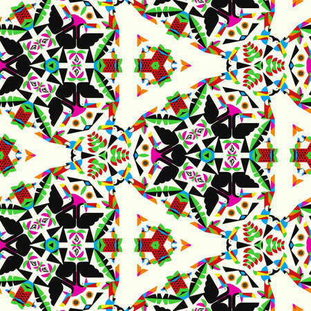 Abstract colorful hexagon square geometric seamless pattern symmetric kaleidoscope fashion, design