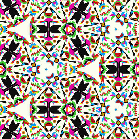 Abstract colorful hexagon square geometric seamless pattern symmetric kaleidoscope fashion, design