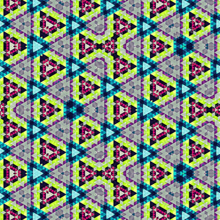 Abstract colorful hexagon square geometric seamless pattern symmetric kaleidoscope fashion, design