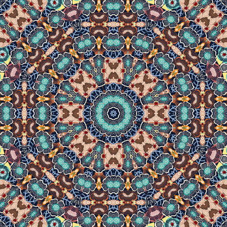 Abstract colorful hexagon square geometric seamless pattern symmetric kaleidoscope fashion, design