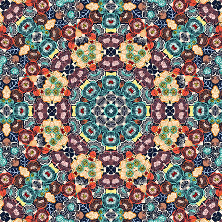 Abstract colorful hexagon square geometric seamless pattern symmetric kaleidoscope fashion, designの写真素材