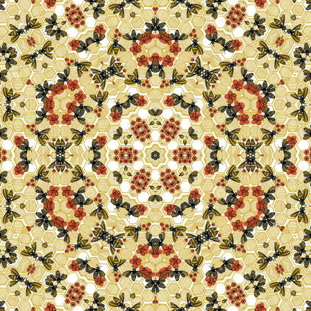Abstract colorful hexagon square geometric seamless pattern symmetric kaleidoscope fashion, design