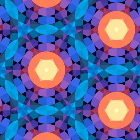 Abstract colorful hexagon square geometric seamless pattern symmetric kaleidoscope fashion, design