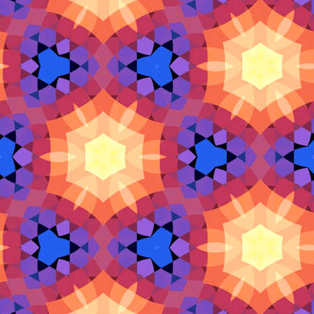 Abstract colorful hexagon square geometric seamless pattern symmetric kaleidoscope fashion, design