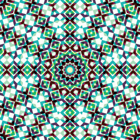 Abstract colorful hexagon square geometric seamless pattern symmetric kaleidoscope fashion, designの写真素材