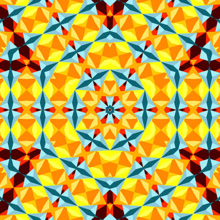 Abstract colorful hexagon square geometric seamless pattern symmetric kaleidoscope fashion, design